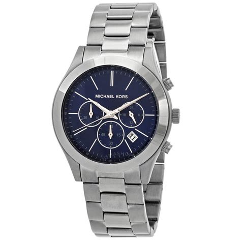 michael kors slim runway navy strap watch|Michael Kors oversized runway watch.